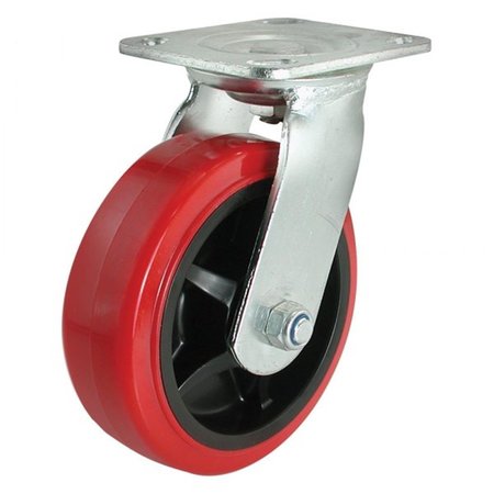 SHEPHERD 6 in. Polyurethane Swivel Caster, Red 9422